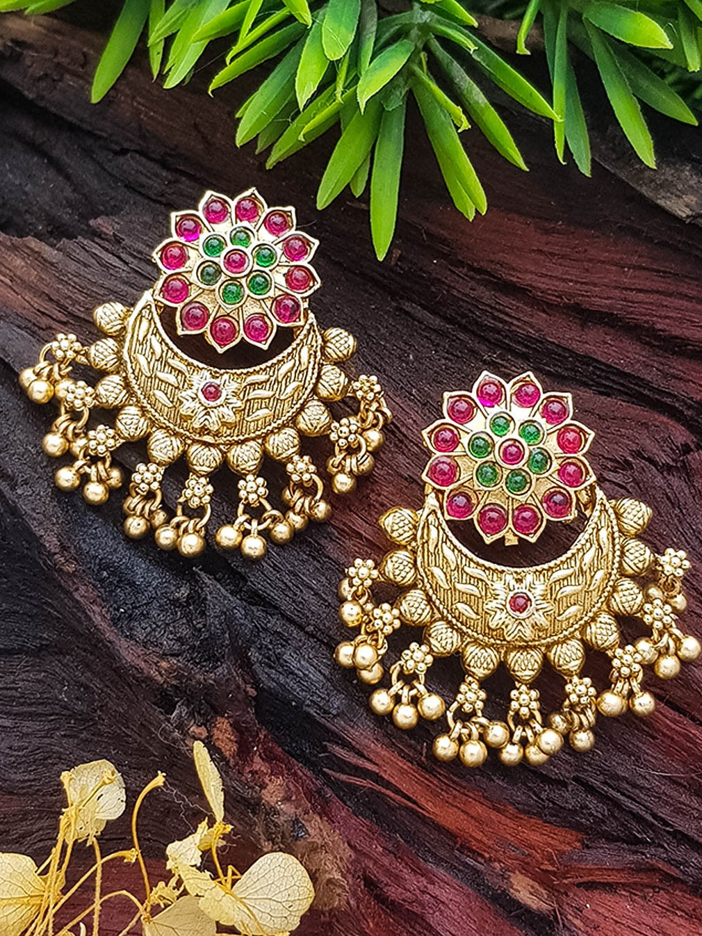 Yellow Chimes Earrings for Women & Girls Traditional Kundan Chandbali –  GlobalBees Shop